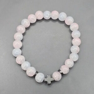 Pink Blue Gray Bead Cross Elastic Boho Retro‎ Bracelet Fashion Jewelry JB4-4